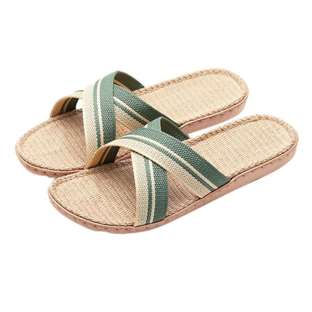 

Slippers For Womens Men Linen Shoes Women Summer Household Beach Slippers Sandals Floor Shoes Slides Note Please Buy One Or Two Sizes Larger