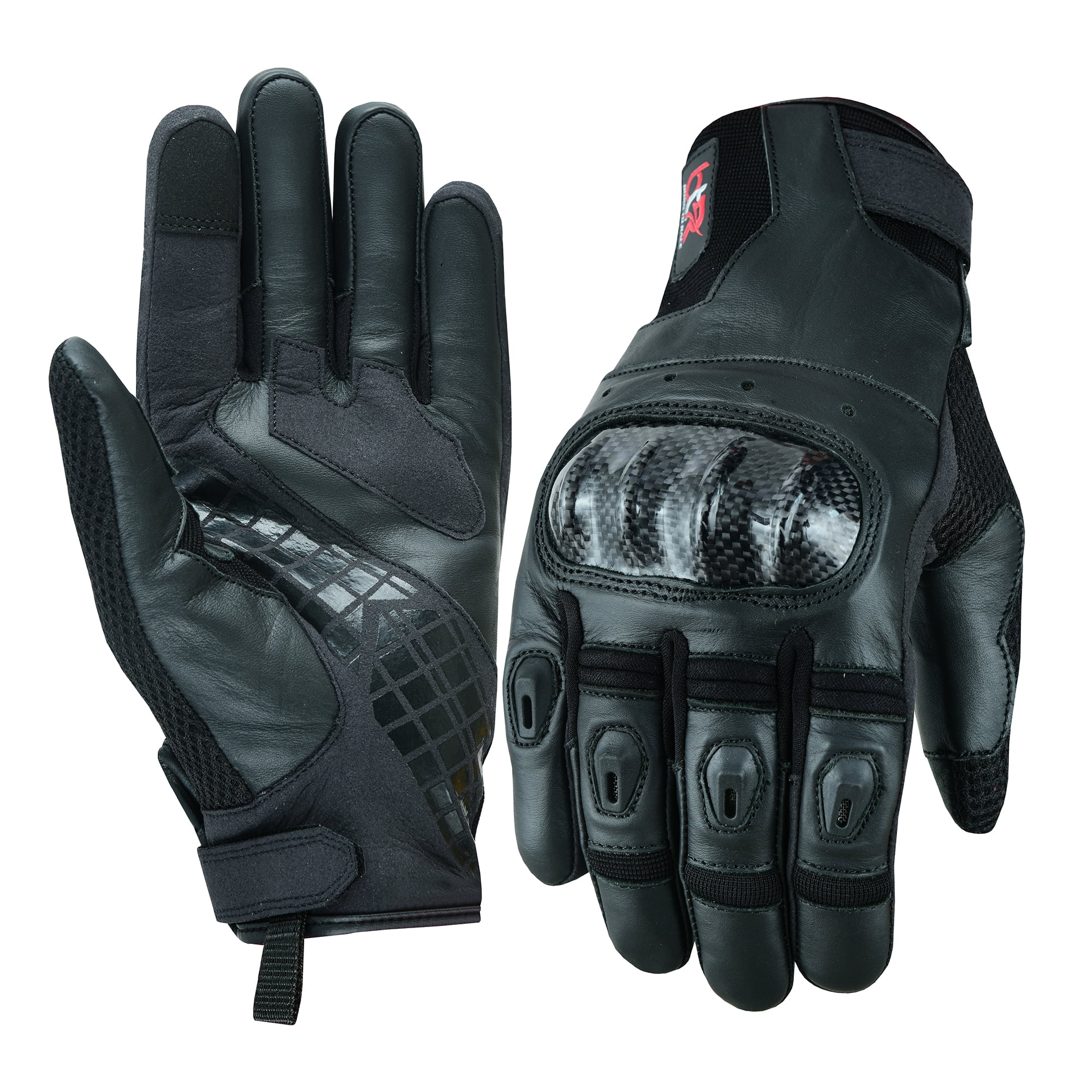 Motorcycle Motocross Cowhide Leather Gloves Knuckle Protection Air Vent Motorbike Gloves Black-L