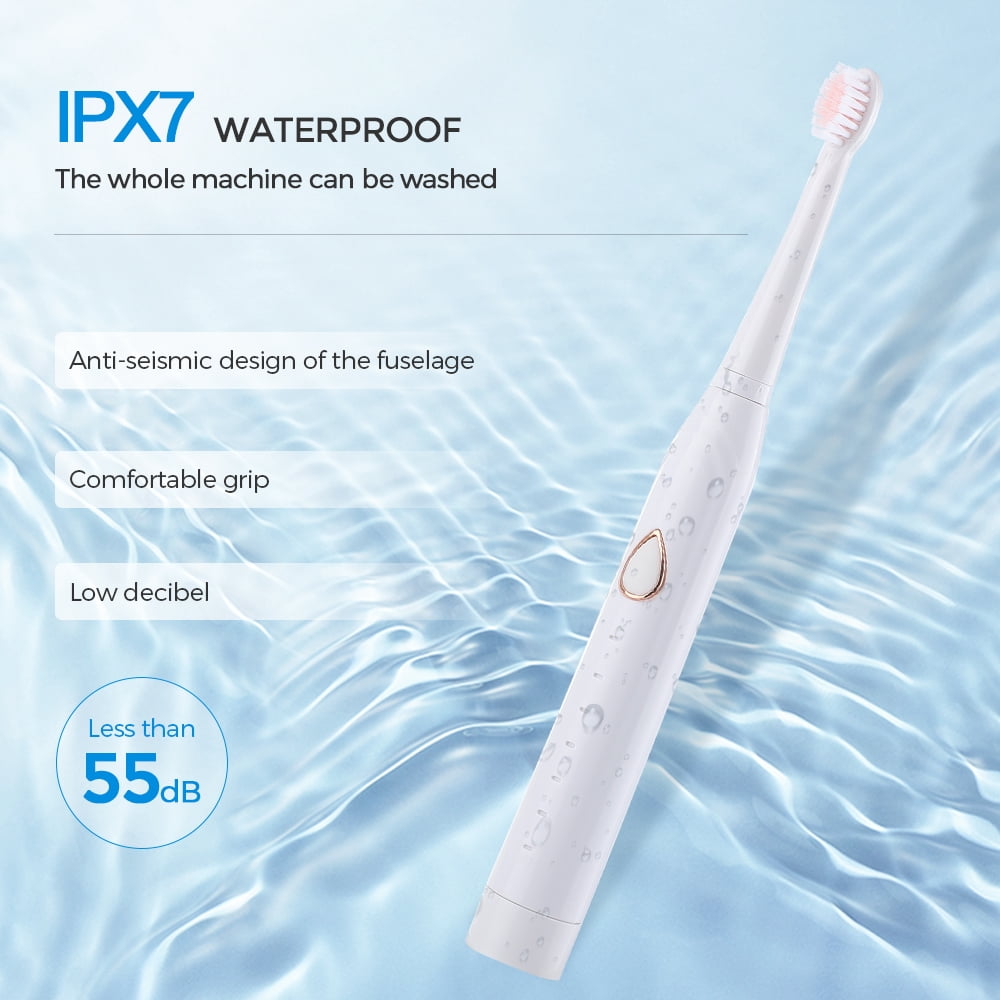 Electric Toothbrush for Adults and Kids,Rechargeable Power Toothbrush with 5 Brush Heads,6-Mode 7-in-1 Electric Toothbrush Set, Wireless Charging IPX7 Waterproof Tooth Brush,White