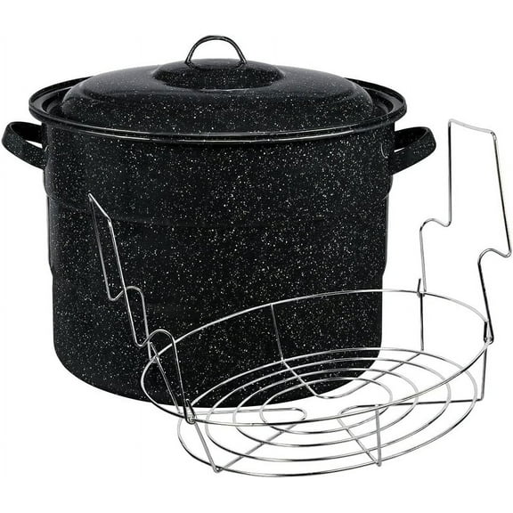 Granite Ware 21.5 Quart Water Bath Canner, Large Enamel Canning Pot with Rack, Canning Supplies for Jam, Salsa and Pickles