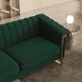 thumbnail image 5 of Modern Cream Velvet Sofa with Gold Accents - Sleek Channel-Tufted Design, 3-Seat Living Room & Office Couch with Gold Leg Base for Easy Cleaning, 5 of 9