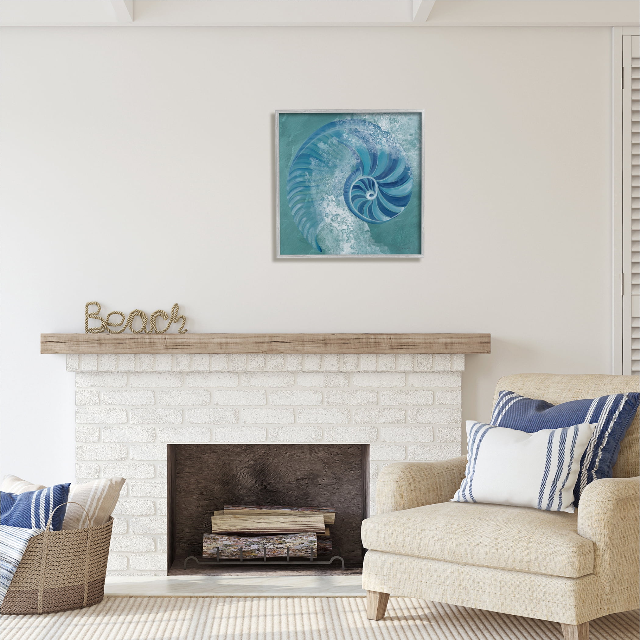 Stupell Industries Nautilus Shell Water Bubbles Animals & Insects Painting Gray Framed Art Print Wall Art, 24 x 24