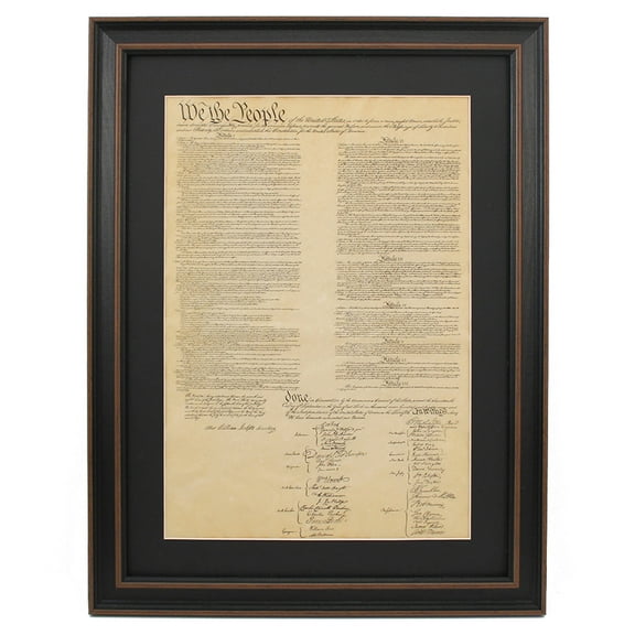 Framed United States Constitution. Replica print by Patriot Gear Company.