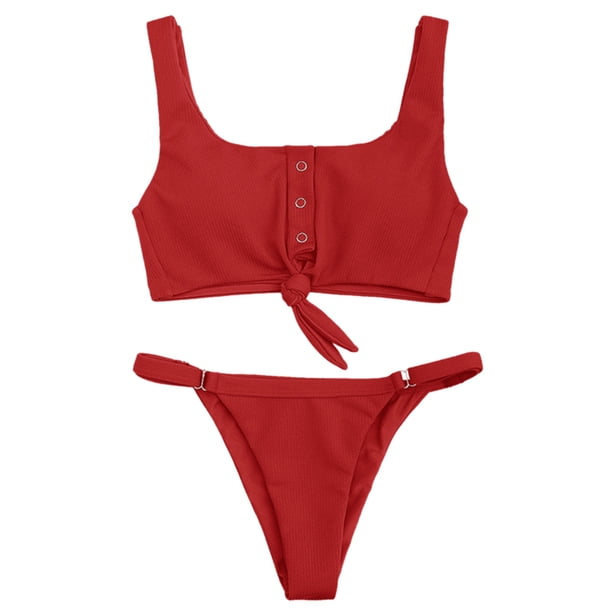 Traje de baño bikini de mujer de dos piezas, traje de baño bikini de tirantes traje de baño de dos piezas