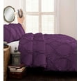 thumbnail image 2 of DNG Creations 3 Piece Ruffle Ribbon Design Comforter ( Oversized Super King Size ) Ultra Soft All-Season 550 GSM 800 Threads Count,100% Egyptian Cotton - Solid Plum Colour, 2 of 5