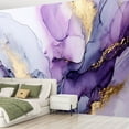 thumbnail image 2 of Peel and Stick Wallpaper Beautiful abstract purple gold marble liquid ink art Luxury lavender Modern Art Wall Mural Decor Self Adhesive and Removable 69in x 98in, 2 of 8