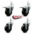 thumbnail image 2 of 3.5 Inch Soft Rubber Wheel Swivel 7/16 Inch Stem Caster Set 2 Total Lock Brake, 2 of 2