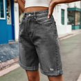 thumbnail image 5 of Womens Jean Shorts Knee Length Trendy Y2k High Waisted Wide Leg Casual Summer Shorts with Pockets Black & Gray S, 5 of 7