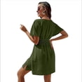thumbnail image 3 of Vestido Informal de Verano para Mujer, Liso, con Escote en V, Volantes, Corta, Holgado, Verde , Talla L, 3 of 8
