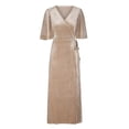thumbnail image 4 of SMihono Robe d'Été Bohème pour Femmes Grande Taille Mode Décontractée Printemps et Été Fendue Col en V Manches Courtes, 4 of 6