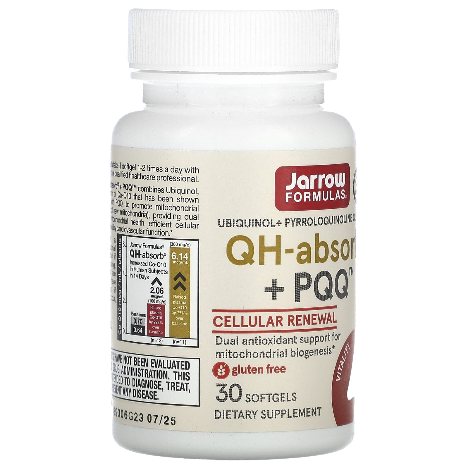 Jarrow Formulas Ubiquinol Plus Pyrroloquinoline Quinone, Supports Heart Health and Cognitive Function, 30 Softgels