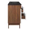 thumbnail image 4 of Single Sink Vanity Cabinet, White Walnut Black, Wood, Mid Century Hotel Bedroom Bathroom, Modern Contemporary HB33686, 4 of 11