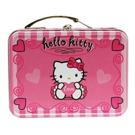 - Hello Kitty Love and Hearts Pink colored Mini Tin Treasure Storage Box w/Handle