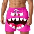 thumbnail image 3 of Mens Board Shorts Swimwear Funny Face Print 5 Inch Swim Trunks Lightweight Drawstring Beach Shorts Relaxed Fit Summer Hot Pink XL, 3 of 5