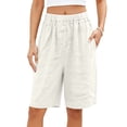 thumbnail image 3 of Kojanyu Women's 100% Cotton Elastic Waist Shorts Casual Loose Fit Wide Leg Lounge Shorts with Pockets Summer Beach Vacation Shorts, 3 of 7
