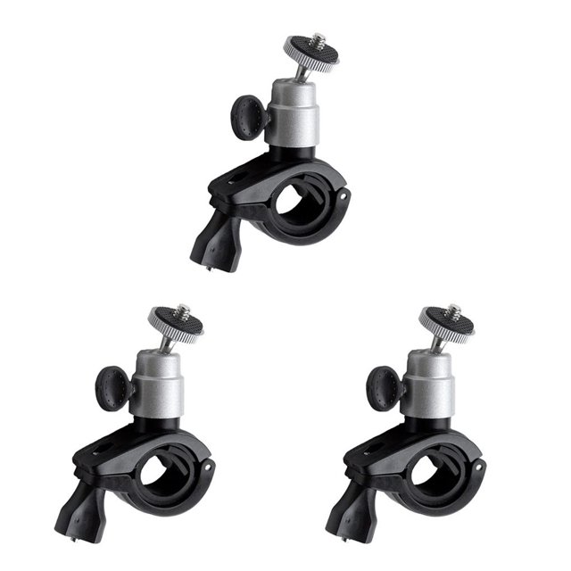 Redempat Camera Mount Bike Motorbike Front Bar Camera DV Support Handlebar Aluminum Alloy Camera Support Rack 360 Degree Rotation Stand Silver 3Set