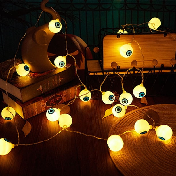 Cadena de luces LED de Halloween de 20 luces para decoración de interiores y exteriores, iluminación de Halloween para patios, decoraciones para fiestas en el hogar, postes de luz.