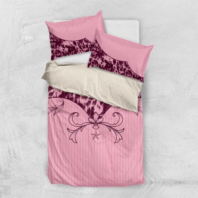 Cowboys Wild West Bedding Set Pink Cow Prints LT7