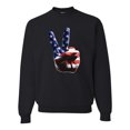 thumbnail image 2 of Wild Bobby, American Flag Peace Sign Hand Pop Culture Unisex Crewneck Graphic Sweatshirt, Black, Small, 2 of 3