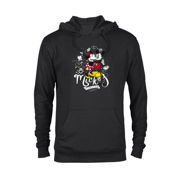 Disney Minnie Mouse Mickey Forever Love Hug Valentine’s Day - Pullover Hoodie for Adults - Customized-Black