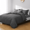 thumbnail image 2 of Home Queen Size Duvet Cover Set 100% Microfiber, 3 Pieces Solid Color Dark Grey Ultra Soft Skin-Friendly Comforter Cover Set (1 Duvet Cover +2 Pillowcases), 2 of 9