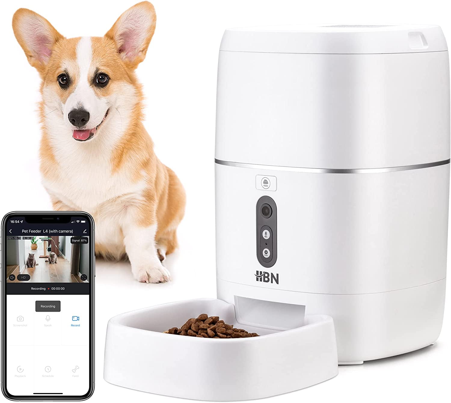 HBN Smart Pet Feeder 6L, Automatic Food Dispenser for Cat Dogs and Small  Animals with HD Camera and Portion Control Wi-Fi Enabled App Control -  
