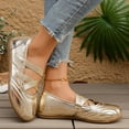 thumbnail image 6 of Women's Mary Jane Sneakers Glossy Leather Lightweight Slip on Casual Tennis Shoes Shiny Barefoot Ballet Flat Shoes, 6 of 8