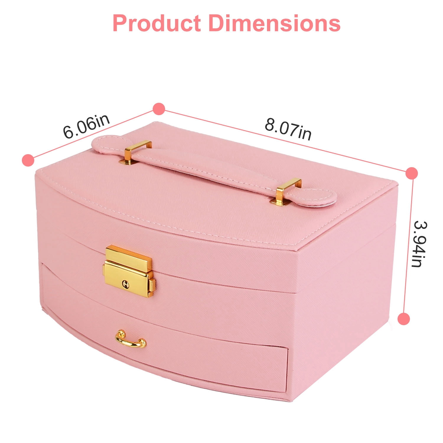 iMounTEK Synthetic Leather Jewelry Box 2-Layer Jewelry Travel Case for Rings Earrings Necklaces Bracelets