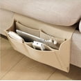 thumbnail image 1 of (Color crema) Bolsa de almacenamiento para cabecera de cama de fieltro grueso, organizador colgante para sofá cama, almohadilla de Control remoto para teléfono y revistas con 5 bolsillos, 1 of 5