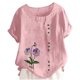 thumbnail image 1 of Fiudx Liquidación de Ahorros de Verano Camiseta de Verano con Cuello Redondo y Manga Corta para Mujer, Informal, con Botones Impresos, 1 of 3