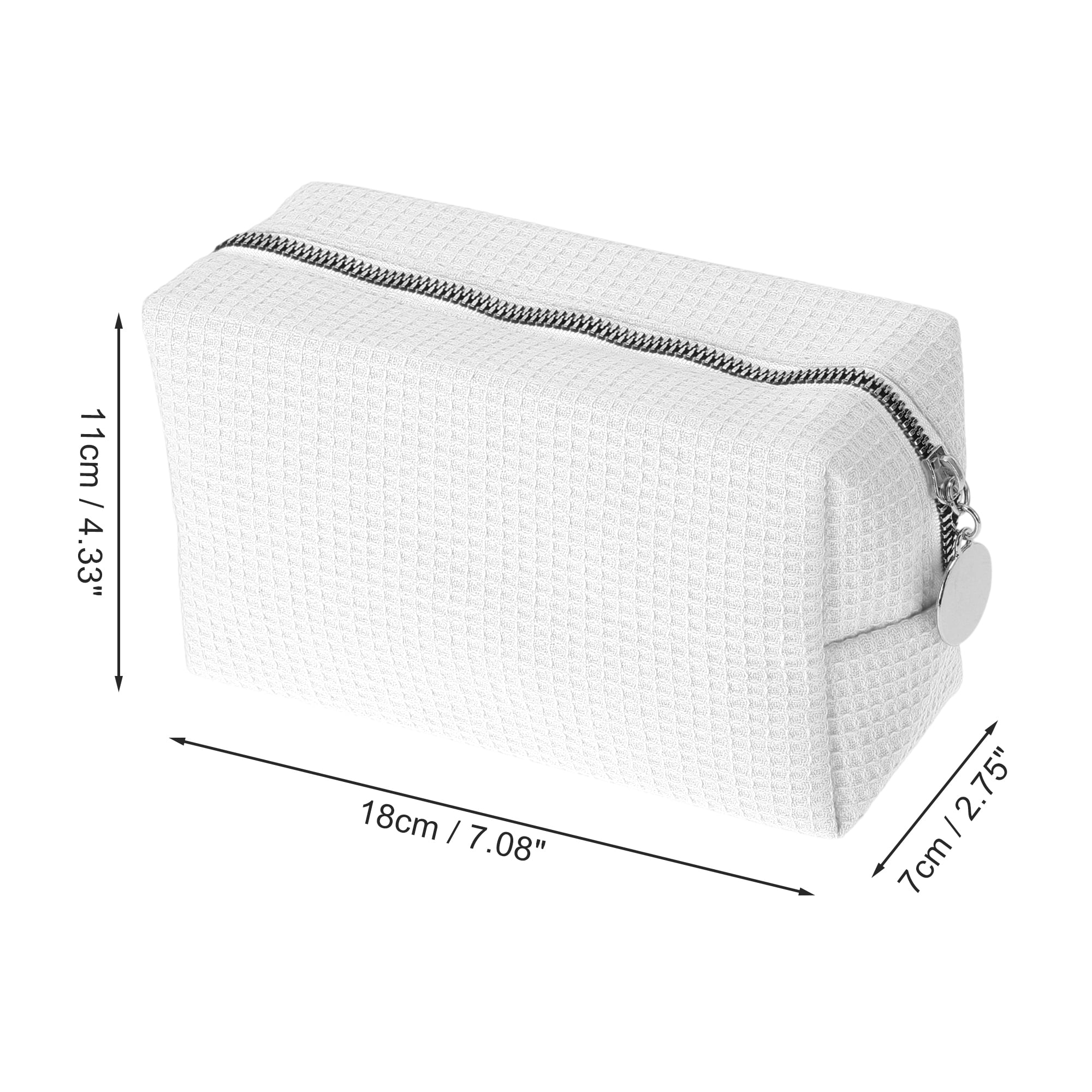 Unique Bargains 1 Pc Waffle Plaid Pattern Makeup Bag for Travel White