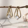 thumbnail image 2 of Lakshya Jewel LLC Stunning 14K Yellow Gold Finish Round Cut Cubic Zirconia Hoop Earrings, 2 of 4