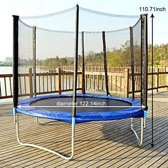 FDW 10FT Trampoline with Enclosure Net Ladder Outdoor Fitness Trampoline PVC Spring Cover Padding for Children and Adults