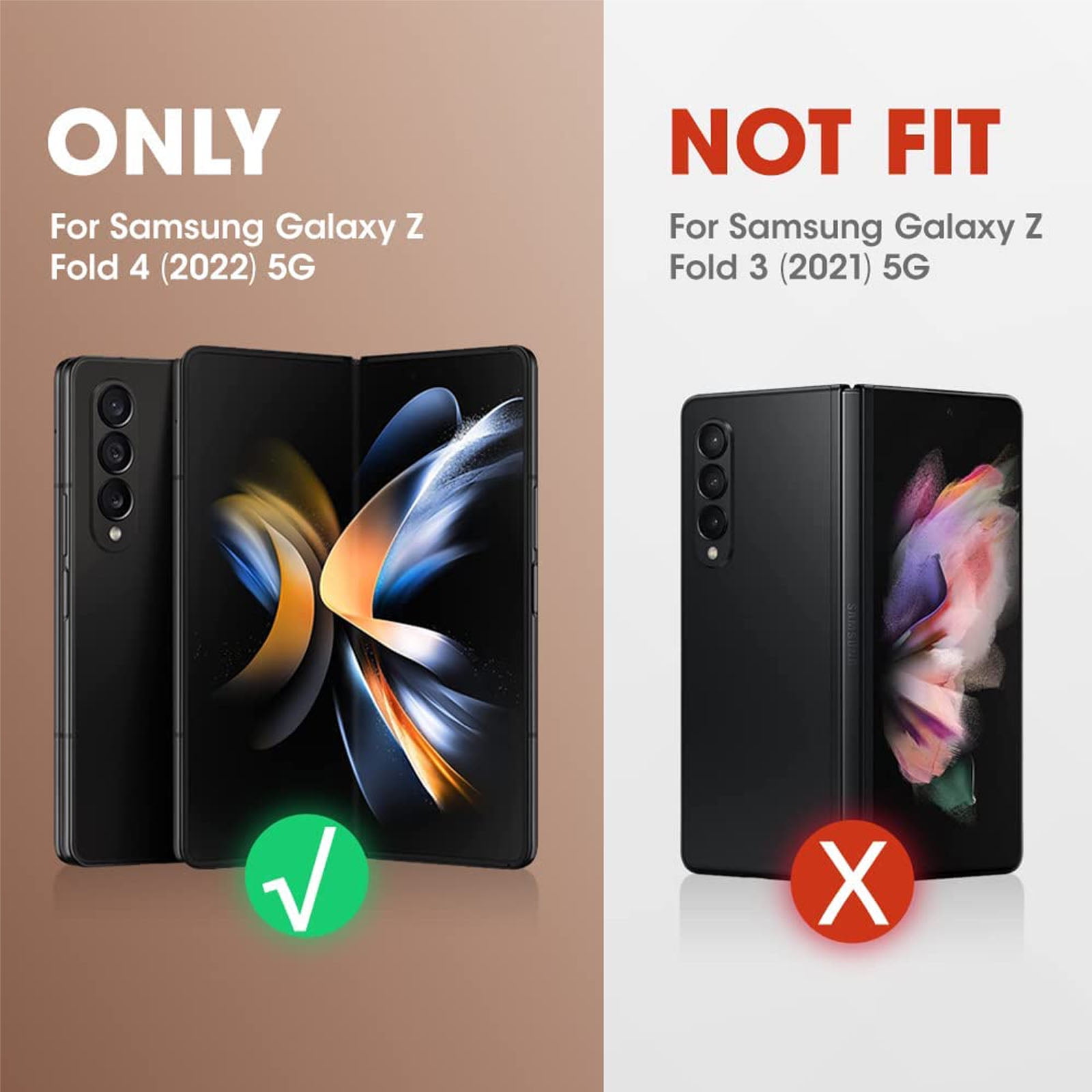 Dteck for Galaxy Fold 4 Case Hinge Protection Wireless Charging Hard Back with Non-Slip Shockproof Lightweight Slim Cover for Samsung Z Fold 4 5G 2022, Clear