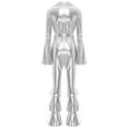 thumbnail image 4 of Aislor 70s Jumpsuit for Women Disco Costume Long Flared Sleeves Movie Star Flare Dance Hippie Rompers Silver L, 4 of 7