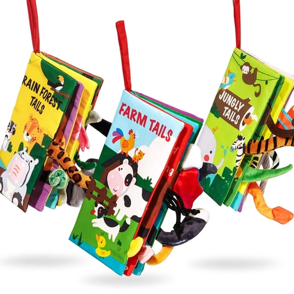 Libros para bebés de 0 a 6 meses con tela táctil, 3 unidades