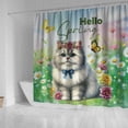 thumbnail image 4 of Persian Hello Spring Time Flower Floral Nature Shower Curtain Cat Lover Kitten Owner Gifts Waterproof Bathroom Bathtub Curtain - 02031, 4 of 5
