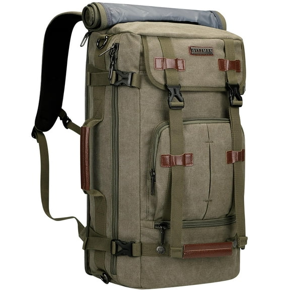 Mochila WITZMAN Canvas Vintage Travel para portátil de 17 pulgadas, color verde