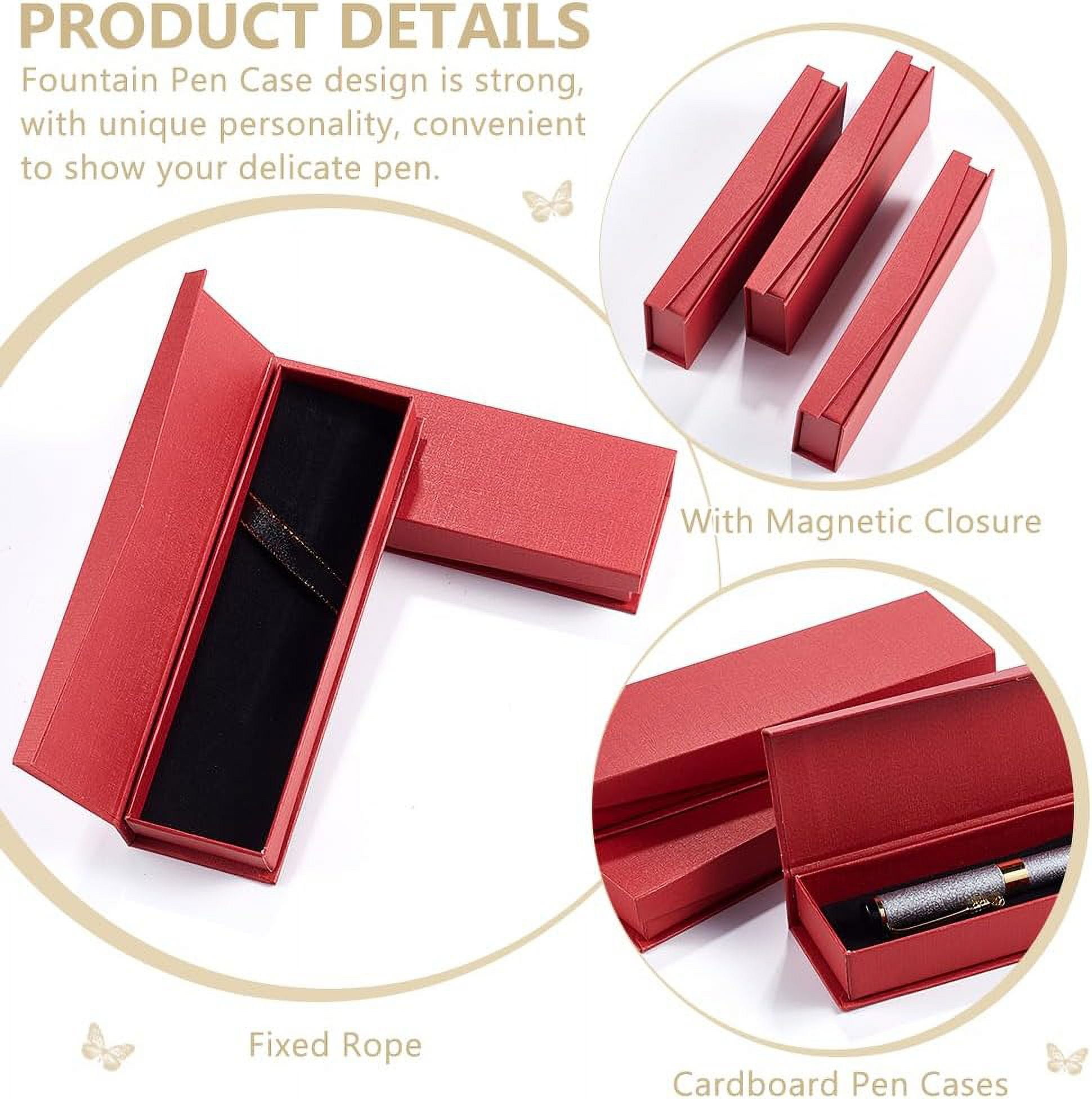 Rectangle Cardboard Pen Storage Boxes with Magnetic Flap Lid Pen Gift Case with Velvet Inside Dark Red 17x5.25x2.45cm