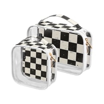 Checkerboard Pattern Makeup Bags Set Travel Toiletry Bags Portable Cosmetic Bags Organizer Waterproof 2 Packs