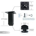 thumbnail image 2 of QLLY Patas de metal ajustables para muebles de 6 pulgadas, patas cuadradas para muebles de mesa de oficina, juego de 4 (negro), 2 of 5