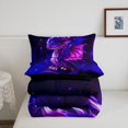 thumbnail image 5 of Manfei Cute Dragon Animals King Size Comforter Sets,Fantasy Cloud Stars Comforters King Size,Purple Blue,Black Reversible,3 Pieces,1 Comforter and 2 Pillowcases, 5 of 7