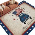 thumbnail image 2 of Happy Independence Day Washable Area Rug 5 x 7 ft Blue Cartoon Truck U. S, Flag Retro, Soft Non Slip Rugs Stain Repellent Indoor Felt Carpet for Living Dining Room Bedroom Home Office, 2 of 9