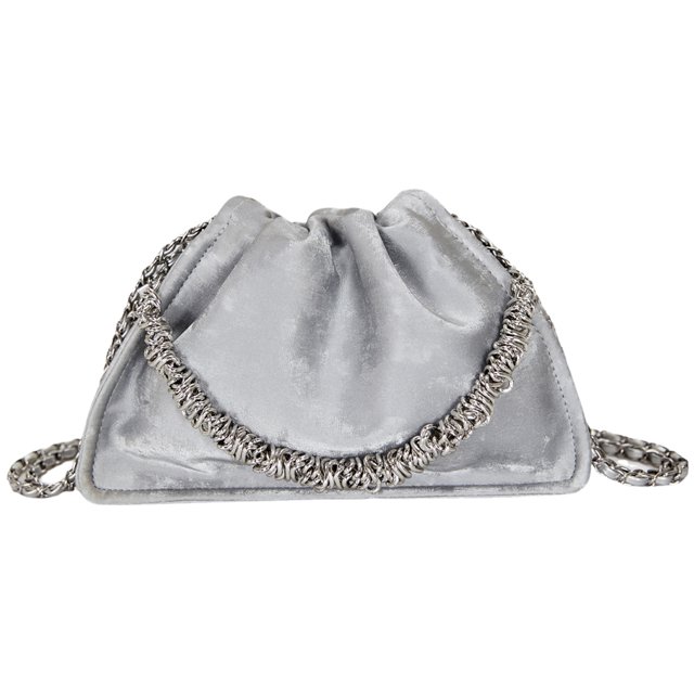 Bolso Tipo Cubo Hombro Diseñador Fruncido Con Cadena para Axila