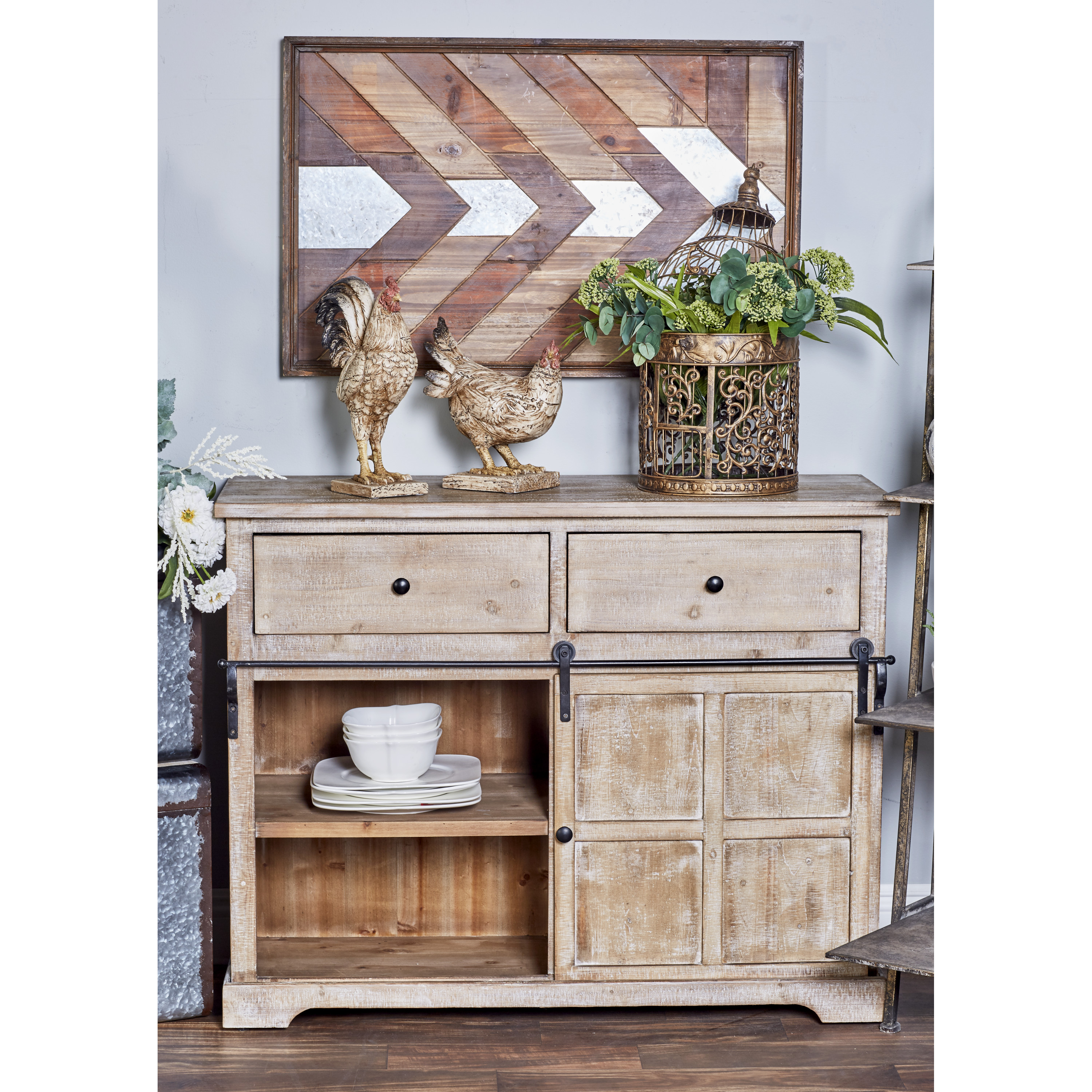 DecMode 41" x 32" Brown Wood 5 Drawers 1 Shelf and 1 Door Cabinet, 1-Piece