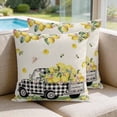 thumbnail image 2 of 24x24 Pillow Covers Set of 2, Summer Lemons Square Throw Pillow Covers for Couch/Sofa/Living Room, Rustic Black Plaid Truck Fruits Burlap Decorative Soft Pillowcases for Couch Throw Pillows, 2 of 9