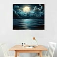thumbnail image 2 of JRXY Wall Art Moon Sea Ocean Landscape Picture Canvas Wall Art Print Paintings Modern Artwork for Living Room Wall Decor and Home Décor Framed Ready to Hang,1inch Thick Frame,  16x12in, 2 of 4