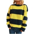 thumbnail image 5 of Neewe Womens Striped Pullover Sweater Crew Neck Long Sleeve Knitted Color Block Casual Loose Lightweight Sweaters for Women, 5 of 9