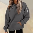 thumbnail image 2 of Bovemsi Sweatshirt for Women Fashionable Casual Zipper Pocket Round Neck Long Sleeve Hooded Camo Hoodie, 2 of 6