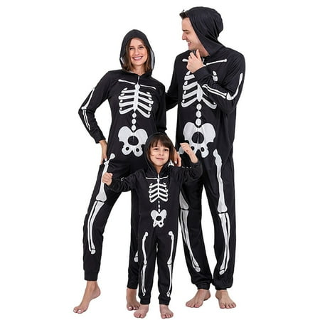 

Halloween Matching Family Glow In The Dark Pajamas Sets Uccdo Hooded Skeleton Jumpsuits Holiday Pjs Sleepwear For Adult/Kid/Baby